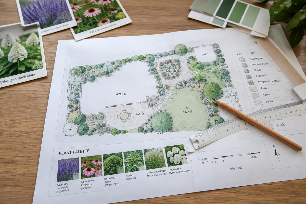 Conception de jardin avec plan